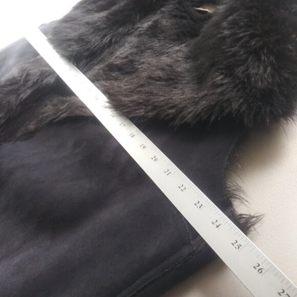 Jennifer Lopez black faux suede faux fur women's size XL vest - Picture 8 of 13
